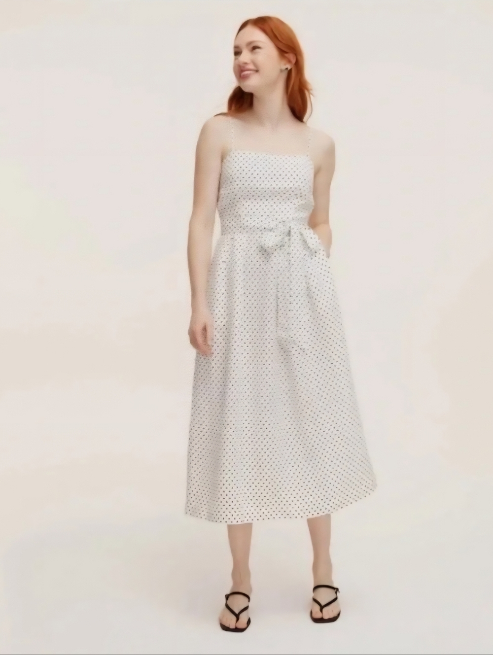 Kate Spade New York X Target Womens Mini Polka Dot Tie Waist Midi Dress